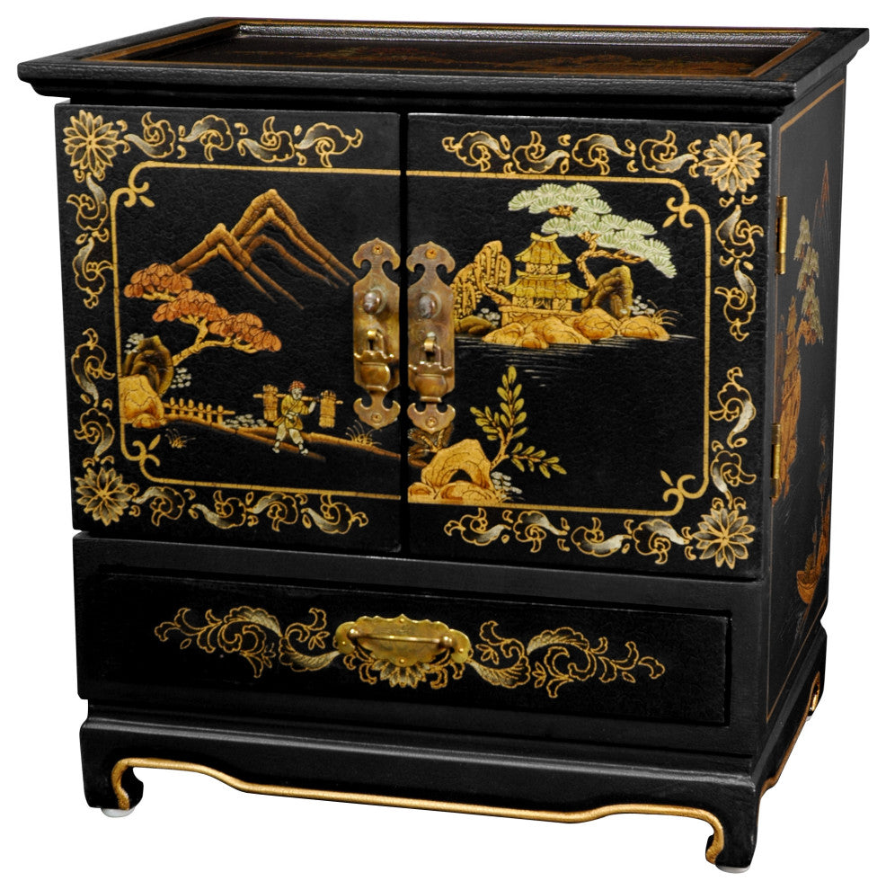Empress Lacquer Jewel Box, Black Crackle