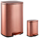 Connor 13-Gallon Trash Can With Soft-Close Lid and Mini Trash Can, Rose Gold