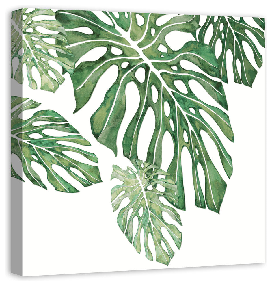 Green Tropical Leaves 30x30 Canvas Wall Art