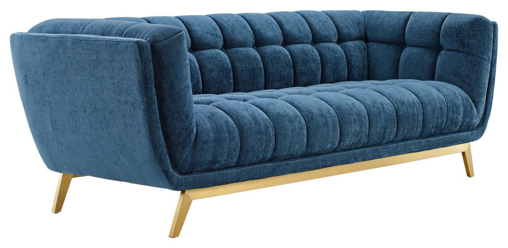 Bestow Crushed Performance Velvet Sofa Navy