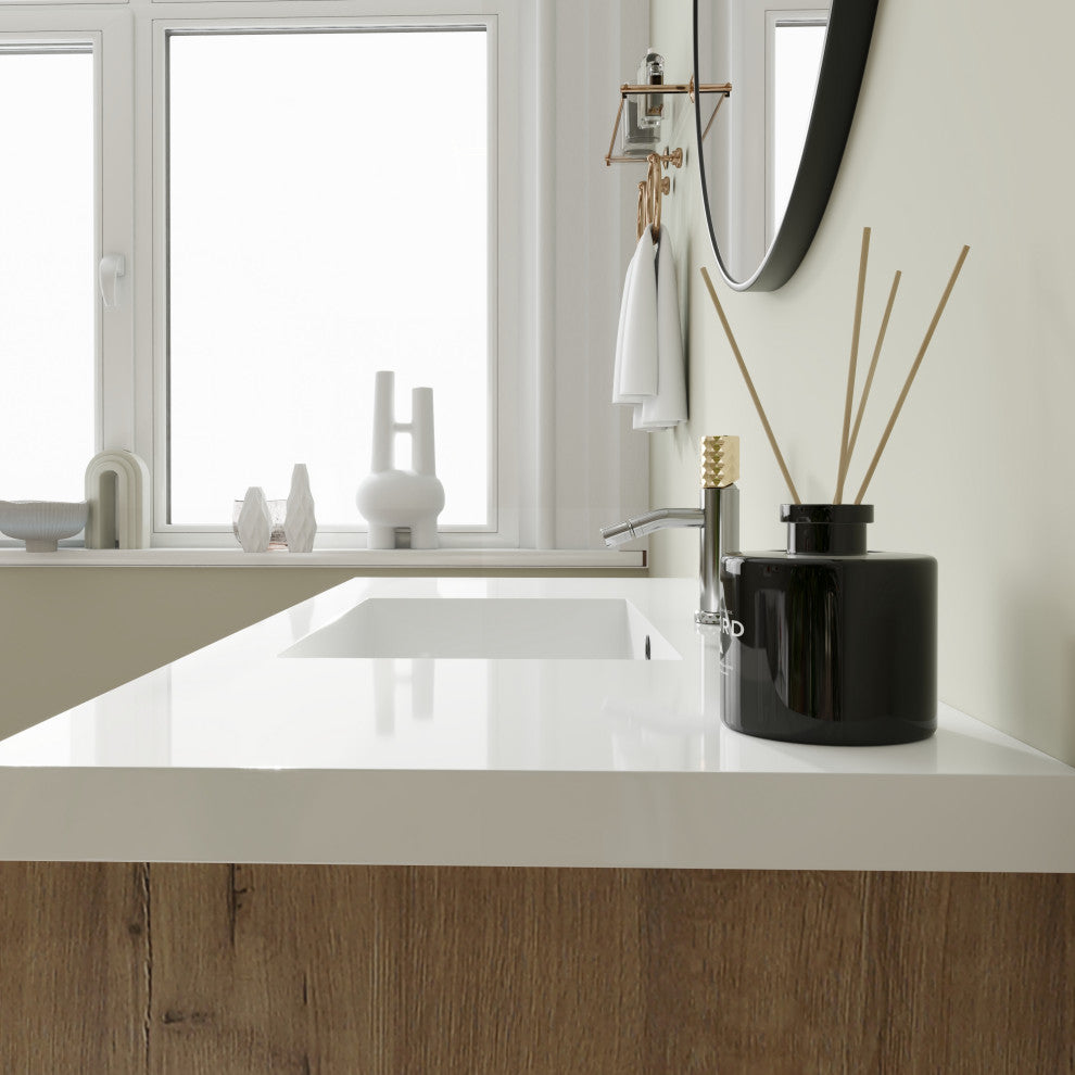 BNK Single Sink Bathroom Vanity, Wall Mounted 48", 48"x18", Imitative Oak