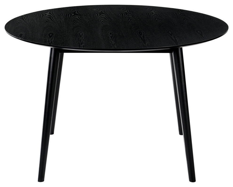 Arcadia and Renzo Round and Wood 5-Piece Dining Set, Gray and Black, 48"