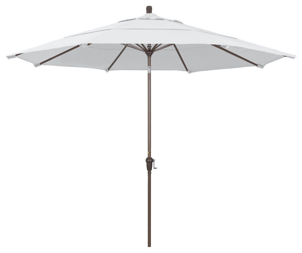 11' Champagne Auto-Tilt Crank Aluminum Umbrella, White Olefin