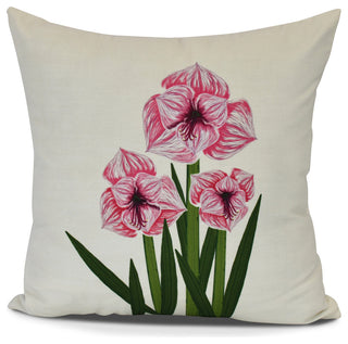 Amaryllis, Floral Print Pillow, Pink, 26" x 26"