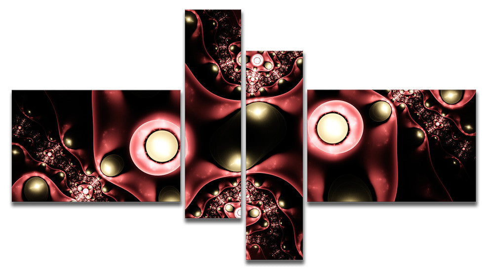 3D Surreal Brown Illustration, Floral Canvas Art Print, 60"x32", 4 panels