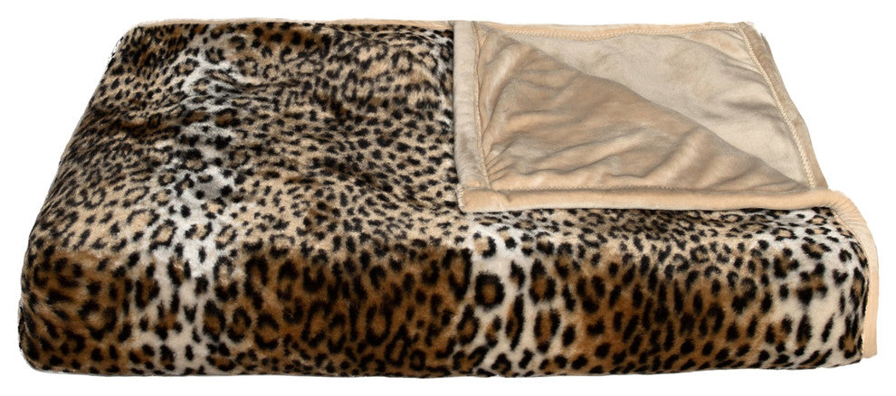 50"x70" Faux Fur Throw, Leopard