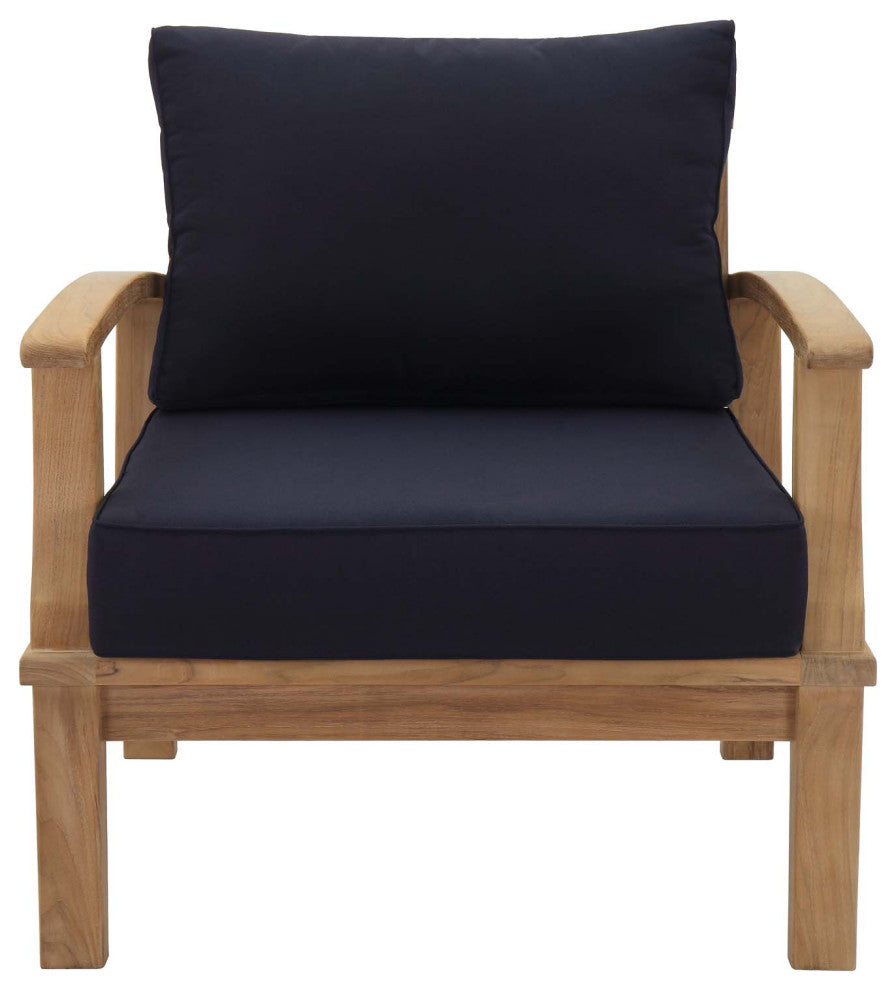 Natural Navy Marina Outdoor Patio Teak Armchair