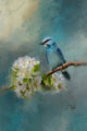 "Blue Song Bird" Painting Print on Wrapped Canvas, 12"x18"