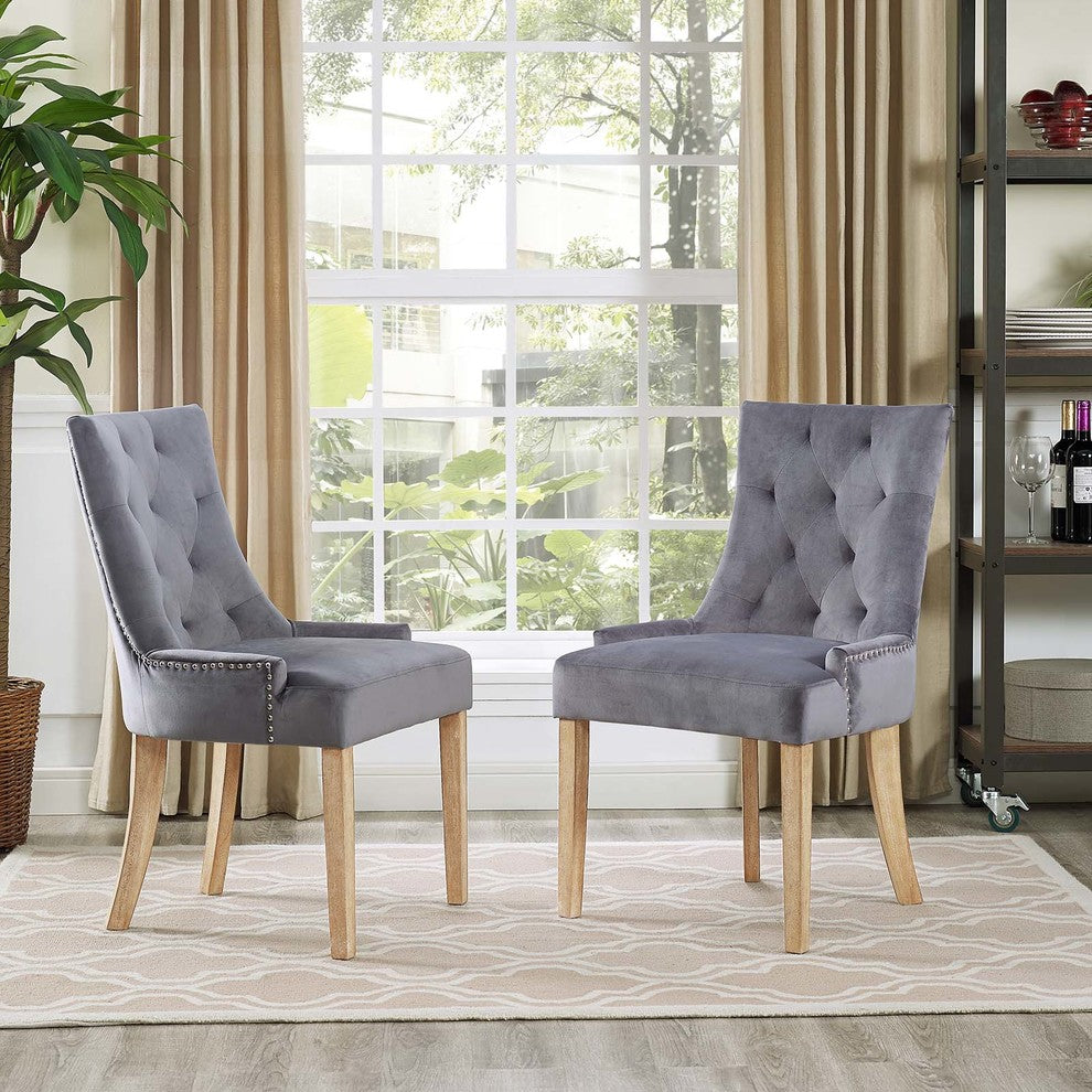 Pose Dining Chair Velvet Set of 2, Gray