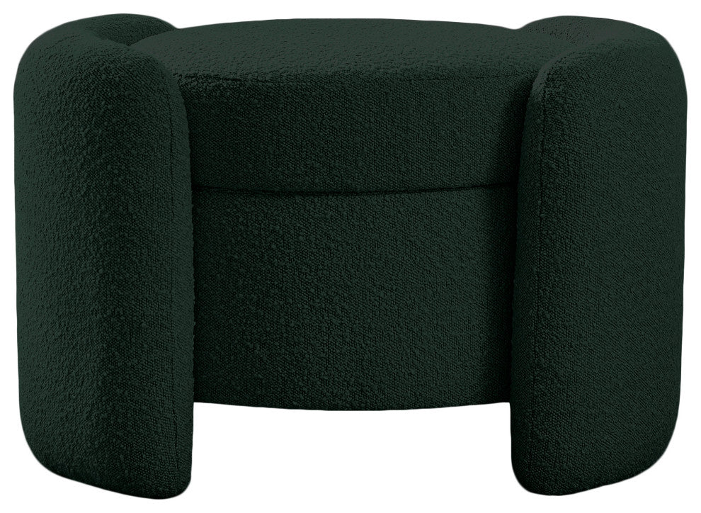 Horizon Boucle Fabric Upholstered Ottoman, Green