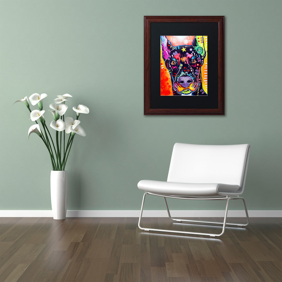 Dean Russo 'Doberman' Art, Wood Frame, Black Mat, 16x20