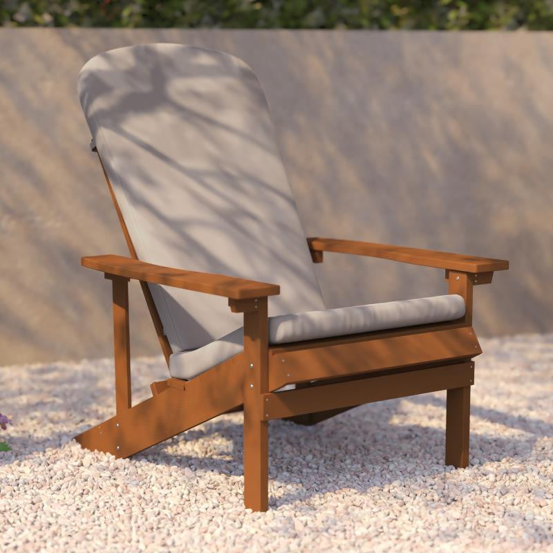 Charlestown Set of 2 Adirondack Chairs with Cushions, Teak/Cream