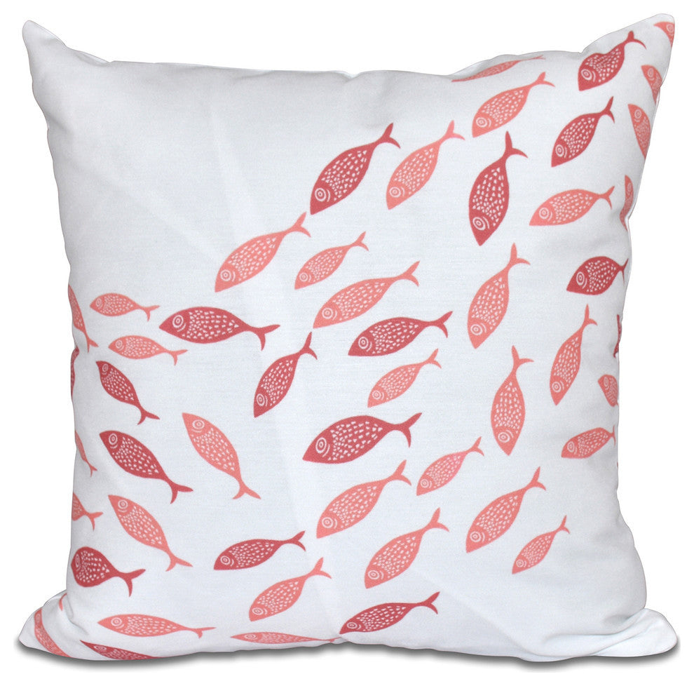 Escuela, Animal Print Pillow, Coral, 18"x18"