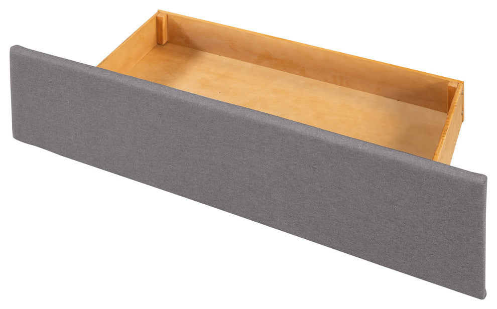 Queen Wood Frame Platform Bed with Drawers and Twin XL Trundle, Grey, Queen