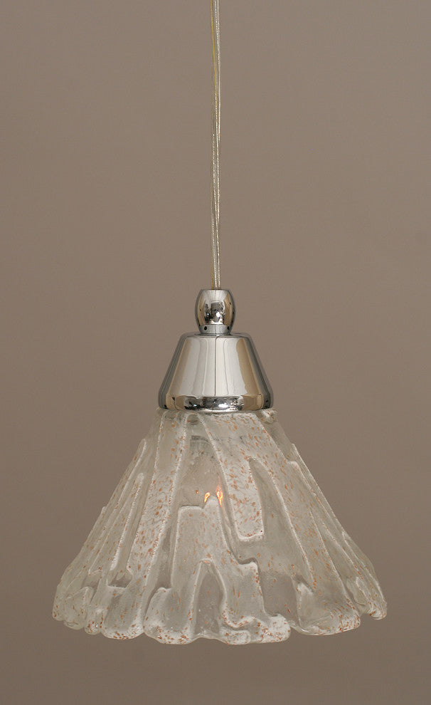 Cord Mini Pendant In Chrome, 7" Italian Ice Glass