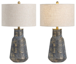 Trinity 28" Urn Table Lamp With Linen Drum Shade, Gray
