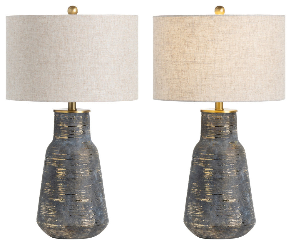 Trinity 28" Urn Table Lamp With Linen Drum Shade, Gray