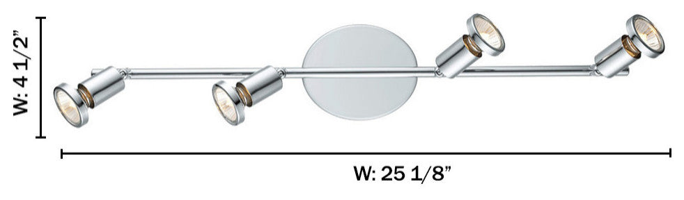 4x50W Track Light, Chrome Finish