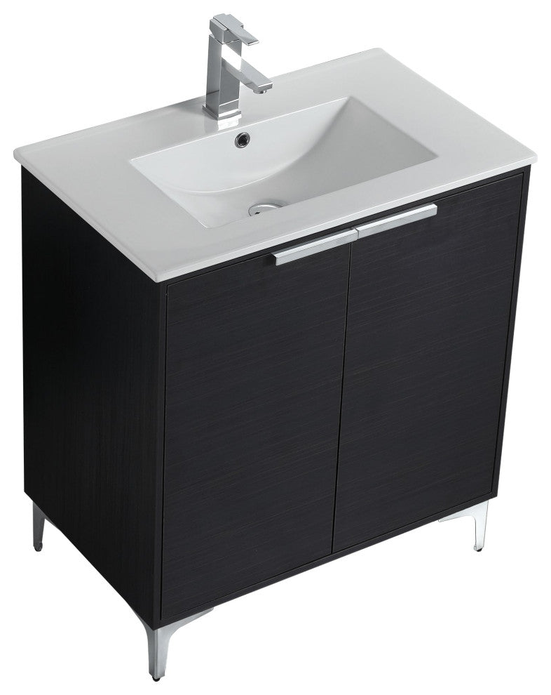 Wilmington Bath Vanity, Chestnut, 30 Inch, Polished Chrome Hardware
