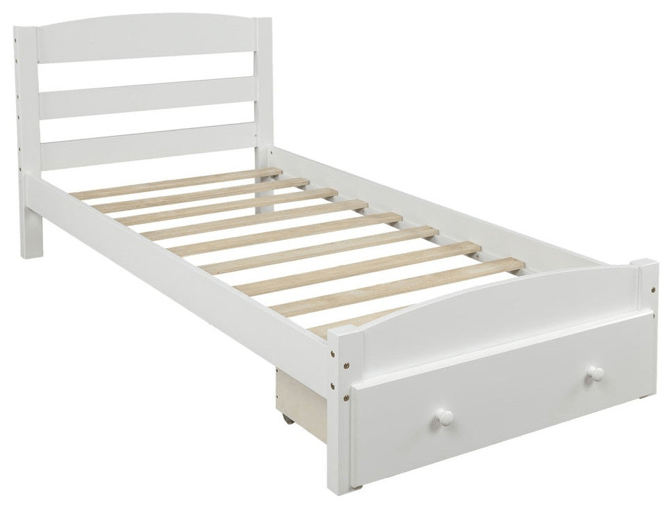 Twin White Upholstered Bed