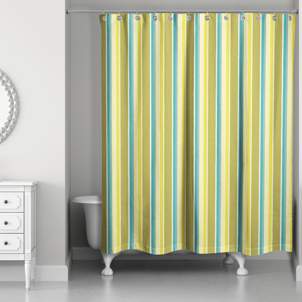 Stripes in Green Shower Curtain