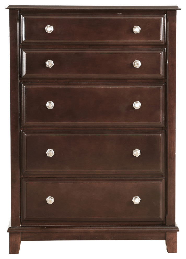 Ashford Cappuccino 5 Drawer Chest of Drawers, 40"x19"x58"