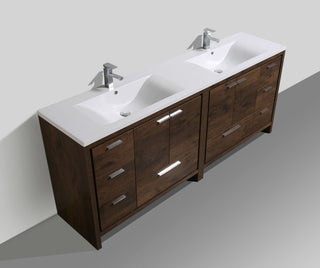 MOD 84" Modern Bathroom Vanity With Acrylic Sink, Rosewood
