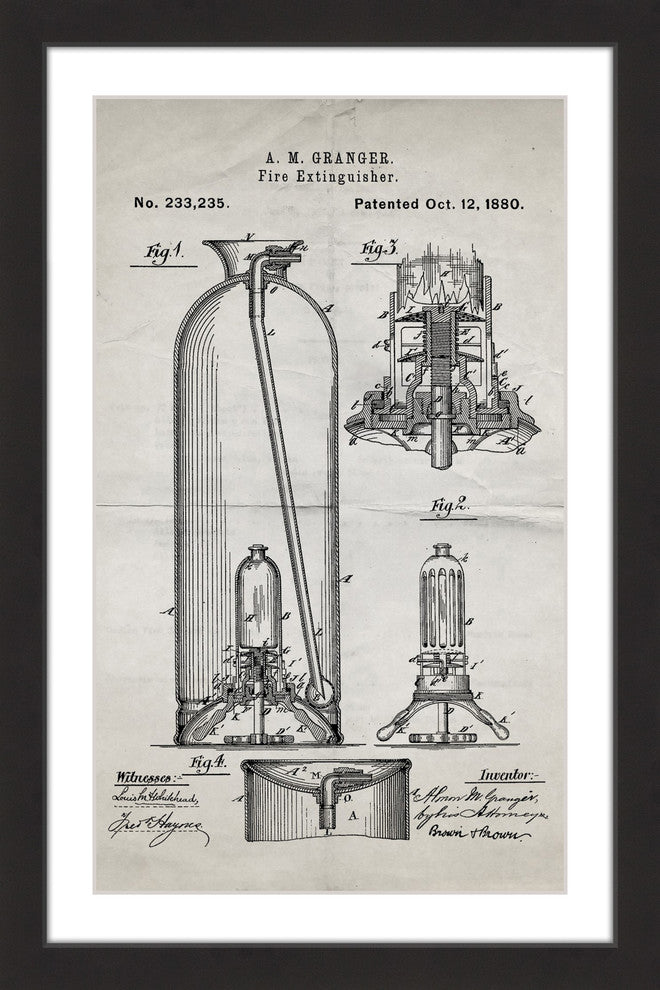 "Extinguisher 1880 Old Paper" Framed Painting Print