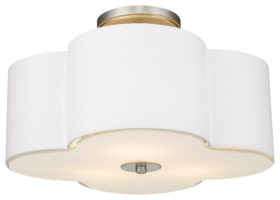 3 Light Quatrefoil Semi-flush Ceiling Lighting in Champagne Gold