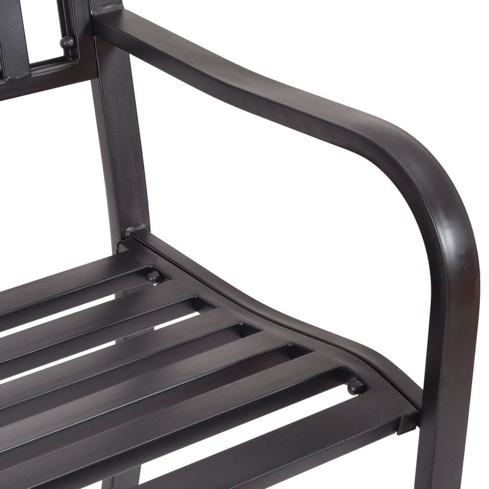 Costway 50'' Patio Garden Bench Outdoor Furniture Steel Slats Porch Chair Seat
