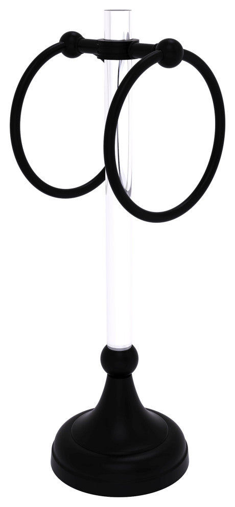 Pacific Grove 2 Ring Vanity Towel Ring with Dotted Accents, Matte Black