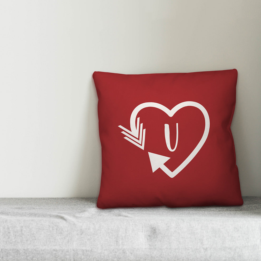 Heart Monogram - U 18x18 Indoor / Outdoor Pillow
