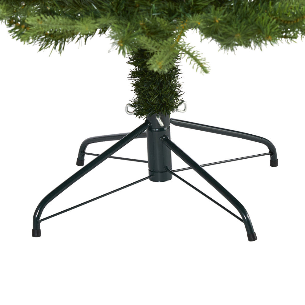 7' Wellington Spruce Natural Look Faux Xmas Tree W/400 Clear Lights & Pine Cones