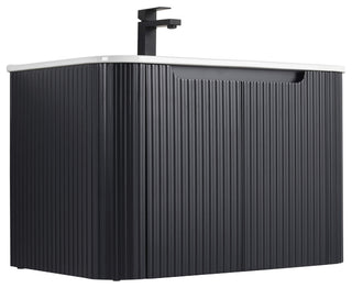 Caskvalley Bath Vanity, Straight Fluted Design Sink Included, Carbon Black, 30"