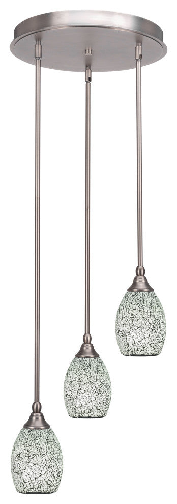 Empire 3-Light Cluster Pendalier, Brushed Nickel/Black Fusion