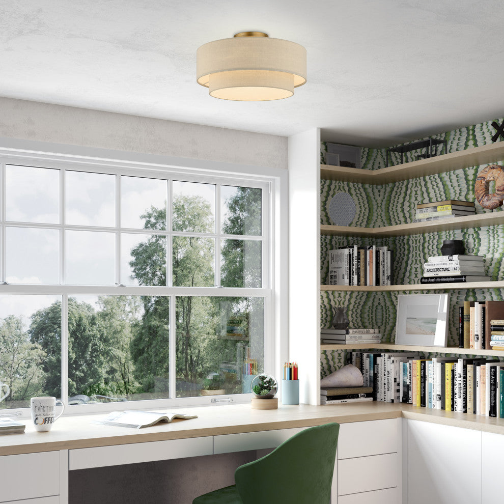 Bellingham 3-Light Antique Gold Leaf Large Semi-Flush