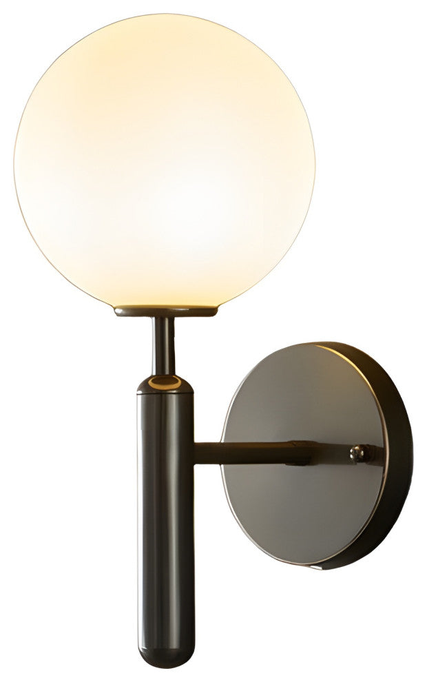 Modern Glass Wall Lamp in the Ball Shape, Living Room, Bedroom, Black, White, Warm Light