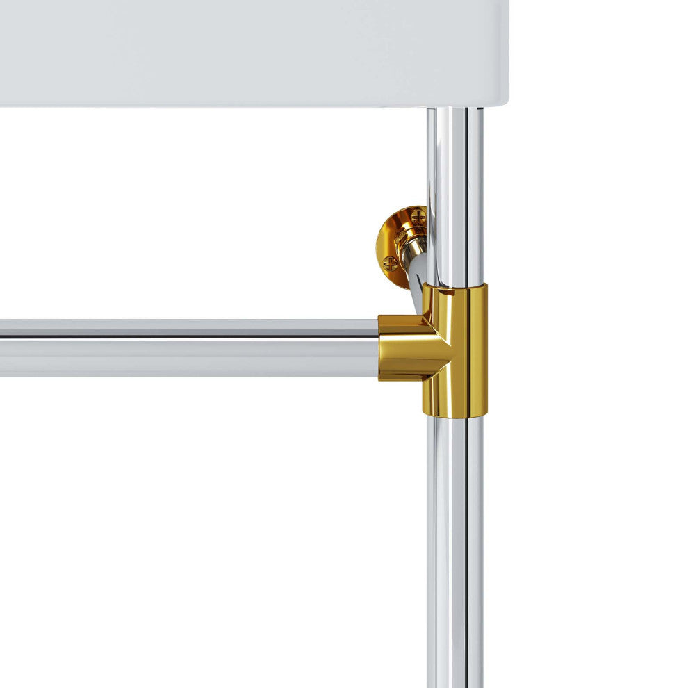 Redeem 24" Silver Stainless Steel Wall-Mount Bathroom Vanity, Silver White