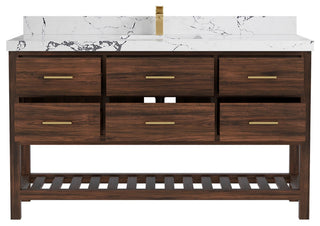 Parker Teak 60" Single Sink Bath Vanity in Dark Walnut2" Viola Night