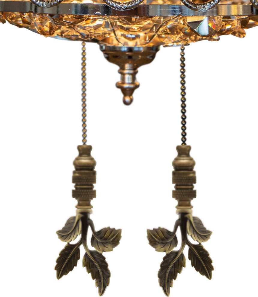Leaves Ceiling Fan Pull, 3"h with 12" Antiqued Brass Chain