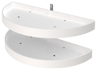 Pivot Out Half Moon 2-Shelf Organizer for Blind Corner Cabinets, White, 33"W