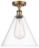 Innovations 516-1C-BB-GBC-122-LED 1 Light Semi-Flush Mount, Brushed Brass