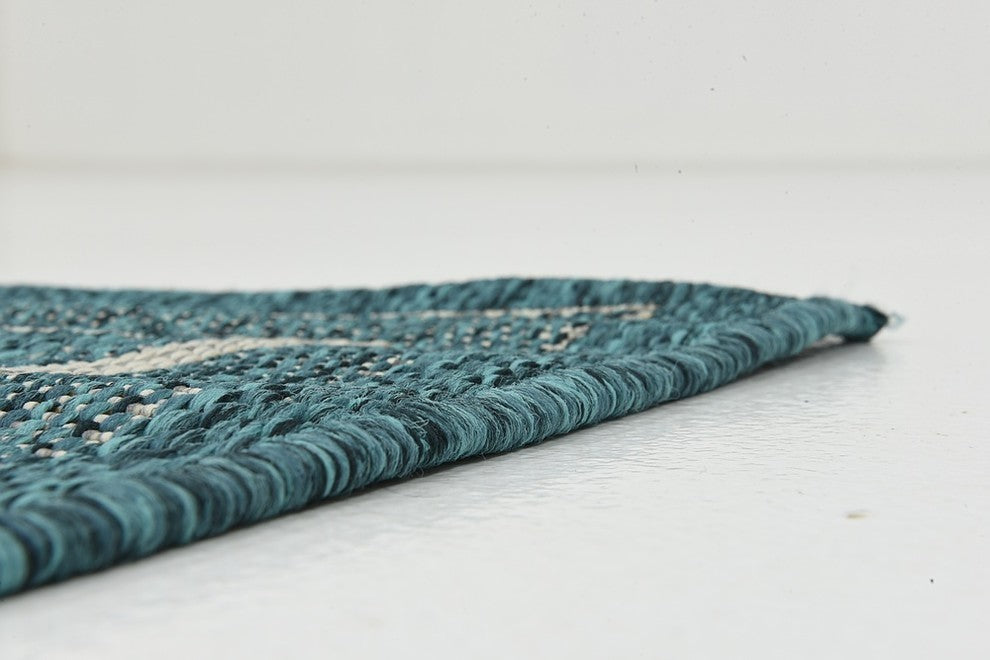 Unique Loom Teal Soft Border Outdoor 2'' 0 x 6'' 0 Runner Rug