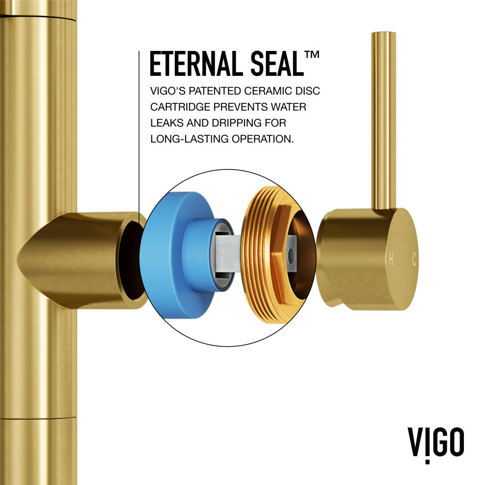 VIGO Edison Pro 20" H Single Handle Pull-Down Sprayer Kitchen Faucet, Matte Brushed Gold
