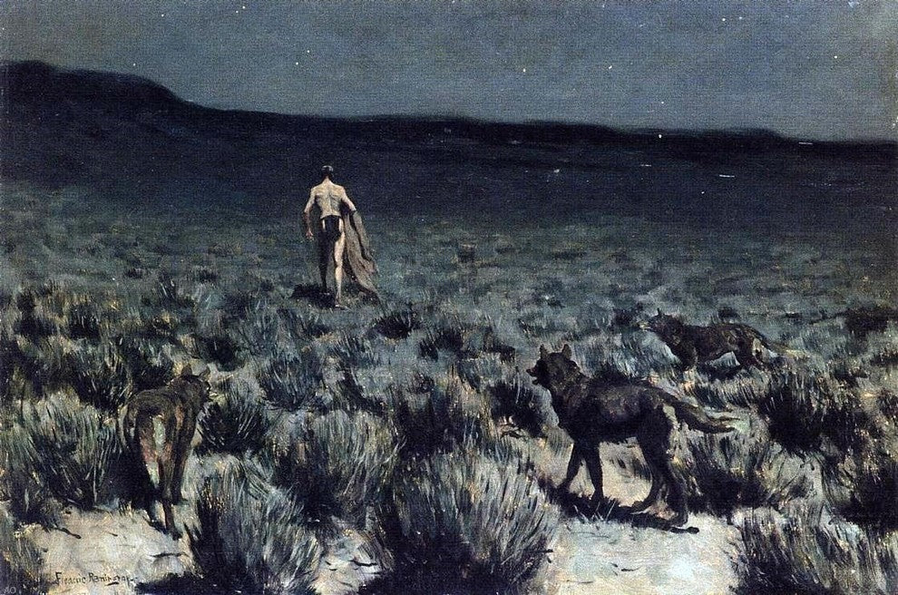 Frederic Remington The Wolves Sniffed Along on the Trail Wall Decal