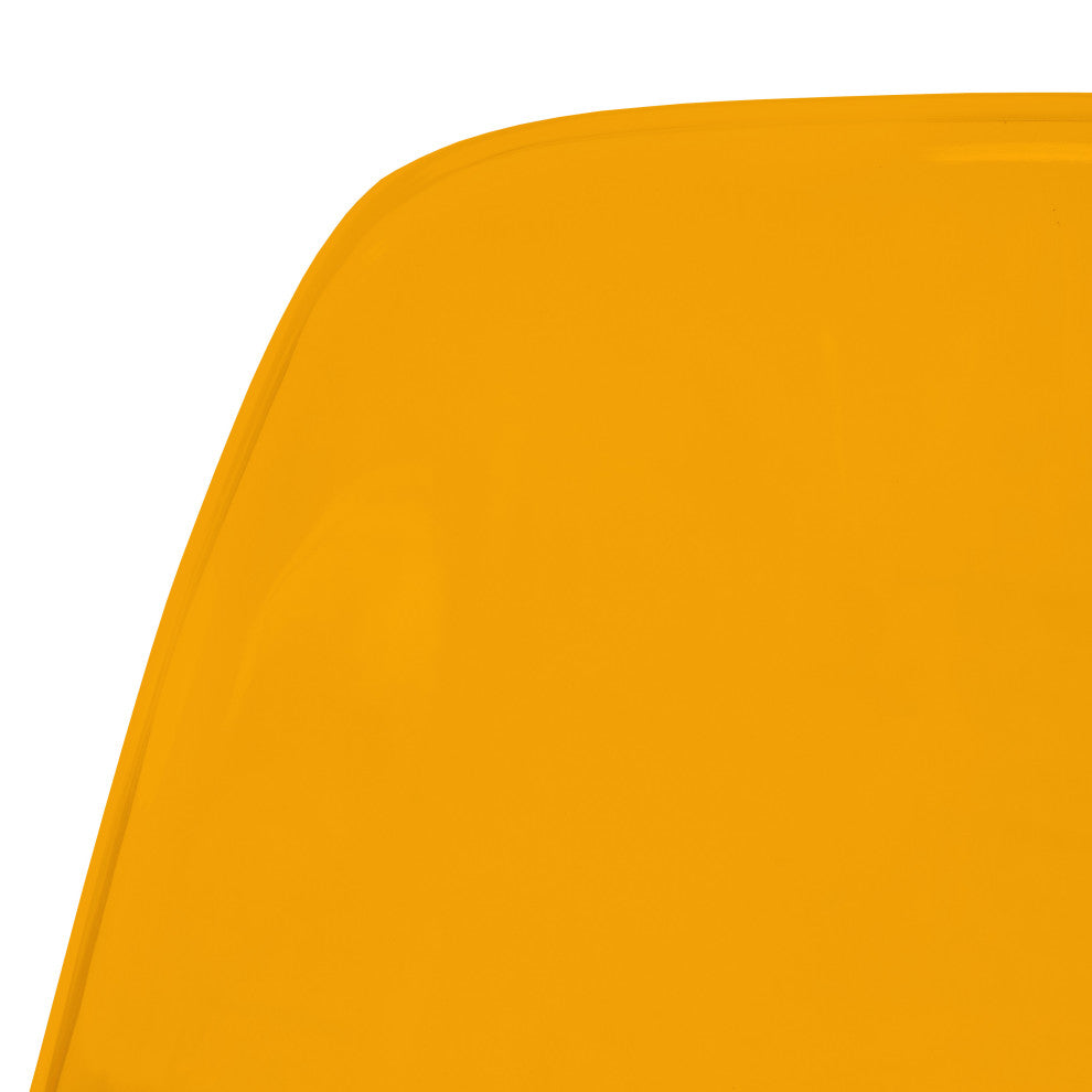 LeisureMod Dover Molded Dining Side Chair With Acrylic Base, Transparent Orange