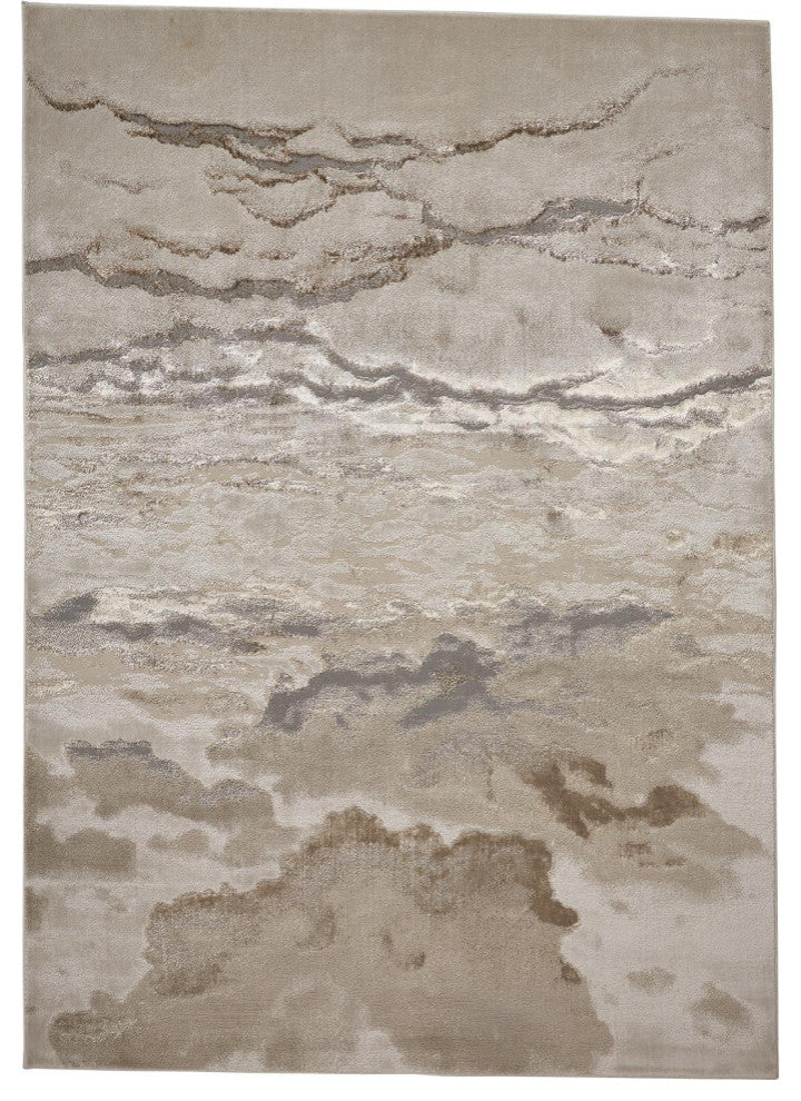 Weave & Wander Tripoli Modern Marble Rug, Beige/Gold, 5'x8'