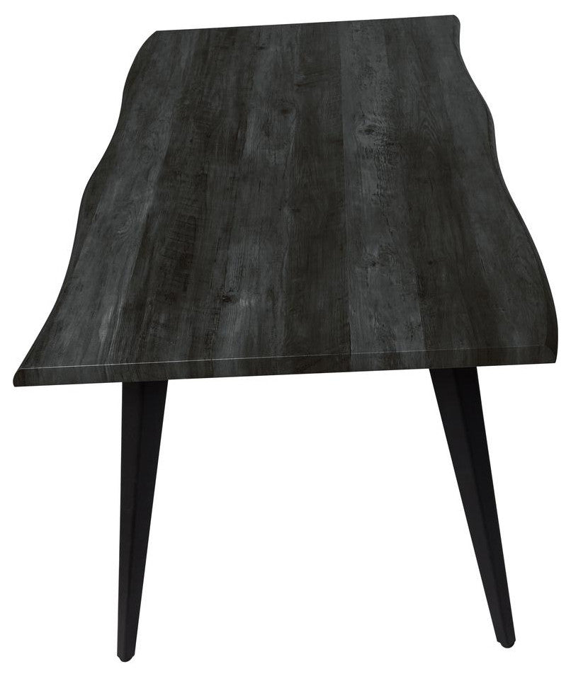 LeisureMod RTM63BL Ravenna Rectangular Wood 63" Ebony Metal Legs Dining Table
