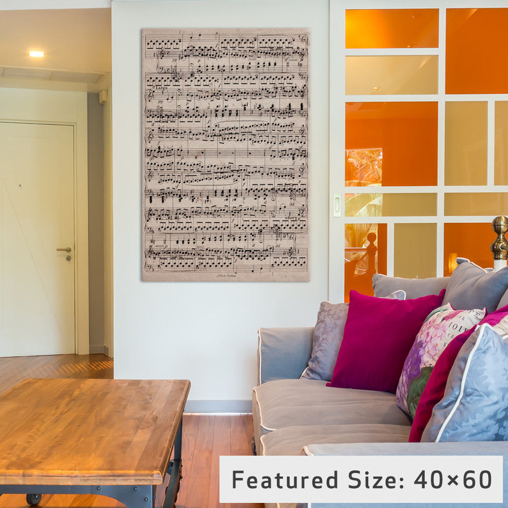 "Modern Art - Sheet Music Ode to Joy" by 5by5collective, 26x18x1.5"
