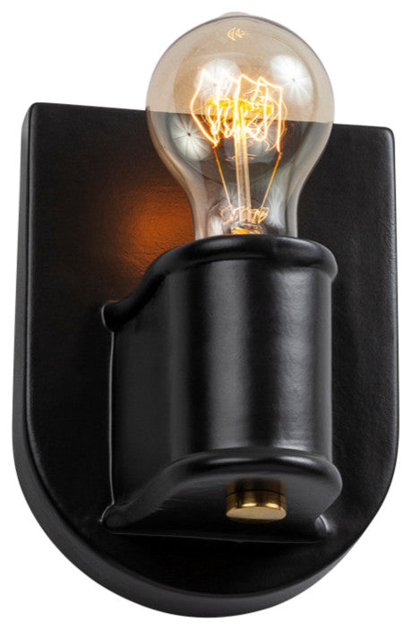 Nouveau Wall Sconce, Carbon, Matte Black, Polished Brass